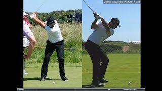 Jon Rahm golf swing  Long Iron faceon amp downtheline July 2017 [upl. by Akvir]