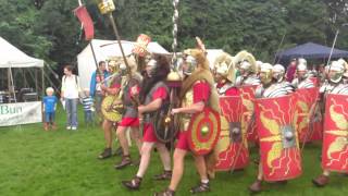 Roman Reenactment at the Amphitheatre in Caerleon Marching In [upl. by Tnarg]