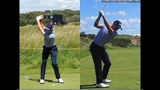 Justin Thomas golf swing  Long Iron faceon amp downtheline July 2017 [upl. by Hedda781]