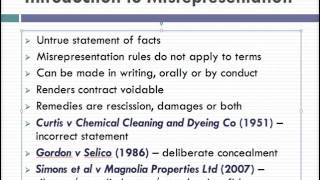 Misrepresentation Lecture 1 of 4 [upl. by Ardath]